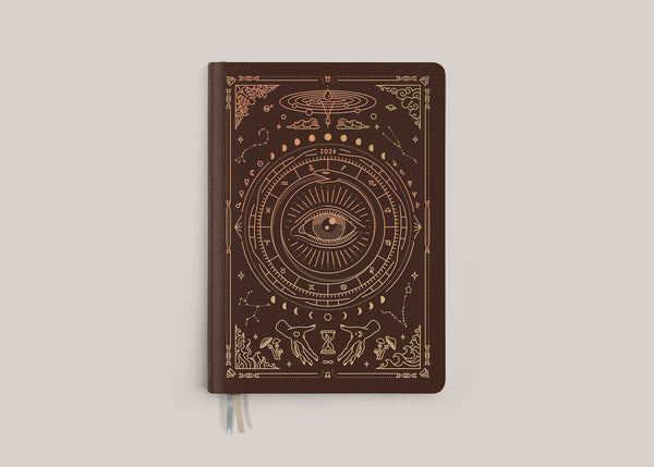 2024 Celestial Journal in Brown • {Astrology} Vegan Leather